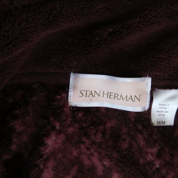 Stan Herman Burgundy Fleece Full zip sweater  Medium  EUC - Picture 6 of 9